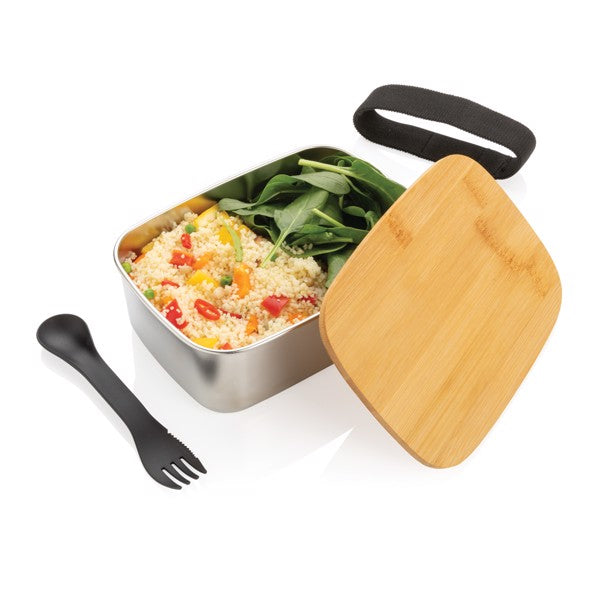 Premium Stainless Steel Lunchbox with Bamboo Lid & Spork for Healthy Meals