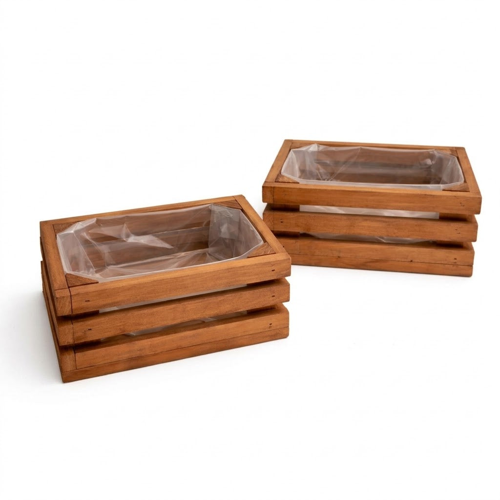 Parkside Wooden Planter Boxes 2-Piece 17.5 x 12.5 x 7.5cm