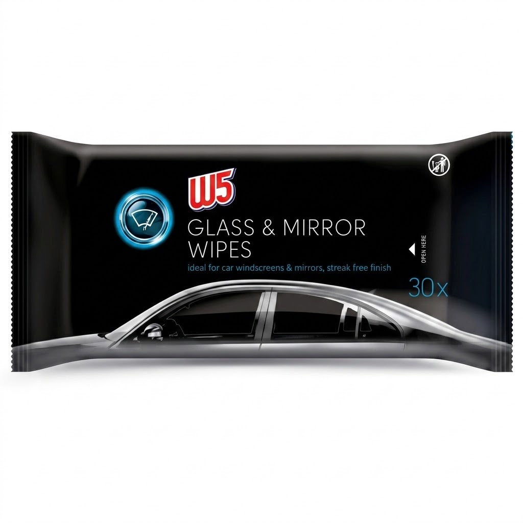 W5 Glass & Mirror Wipes 30-Pack