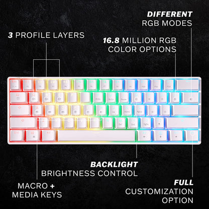 HK GAMING GK61 Compact 61-Key RGB Mechanical Gaming Keyboard for PC/Mac