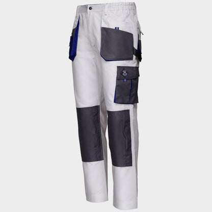 Stenso Kastor Emerton White Work Trousers: Durable, Multi-Pocket, Reinforced Knees