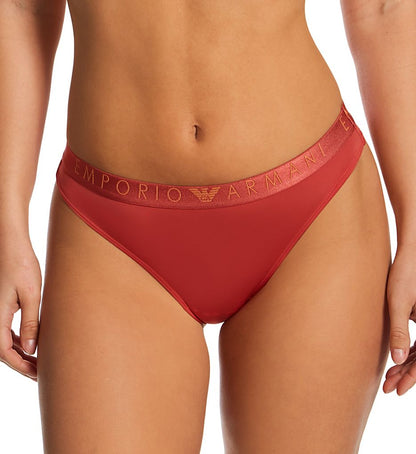 Emporio Armani Iconic Microfiber Thong 2-Pack - Comfortable Low Rise Cinnamon XL