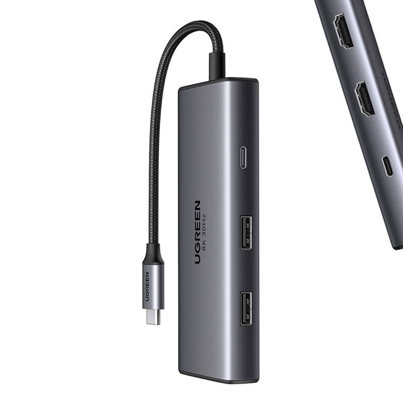 UGREEN CM498 6-in-1 USB-C Hub Adapter 2x USB-A 3.0 USB-C 3.0 2x HDMI PD