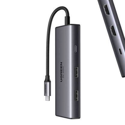 UGREEN CM498 6-in-1 USB-C Hub Adapter 2x USB-A 3.0 USB-C 3.0 2x HDMI PD