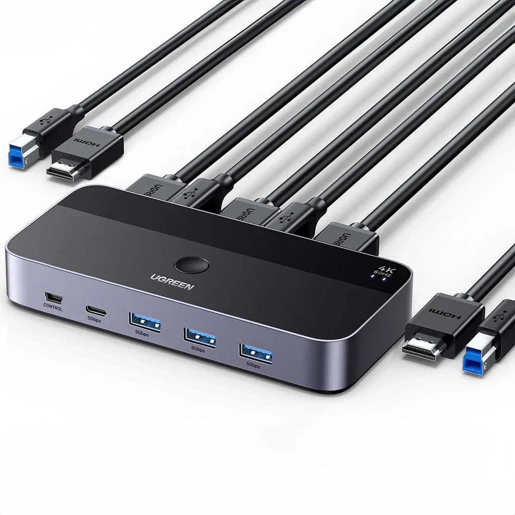 Ugreen CM664 Premium 2-in-1 HDMI KVM Switch 4K 60Hz 5Gbps USB Hub - Gomix Brands Outlet