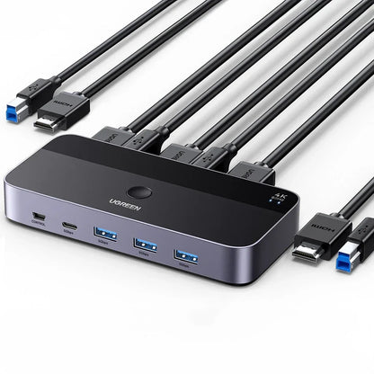 Ugreen CM664 Premium 2-in-1 HDMI KVM Switch 4K 60Hz 5Gbps USB Hub - Gomix Brands Outlet
