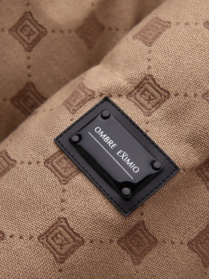 Men's Stylish Jacquard Pattern Puffer Jacket - Warm Insulated Brown Winter Coat