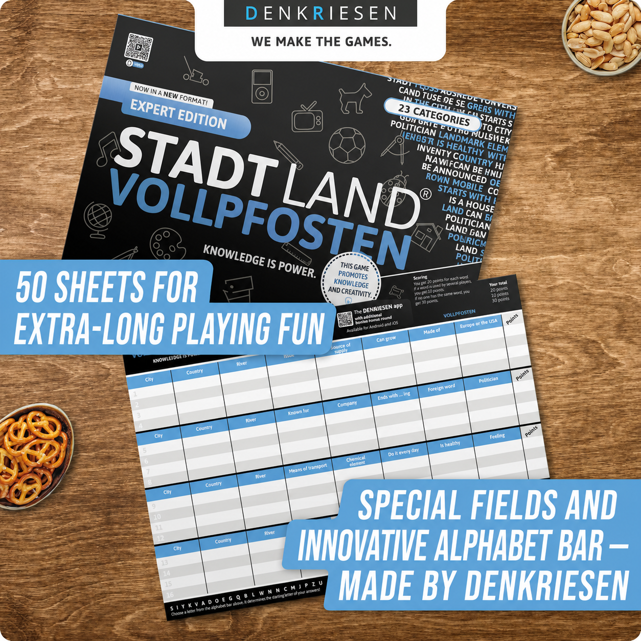 DENKRIESEN Stadt Land Vollpfosten Expert Edition 'Knowledge is Power' (German Version)