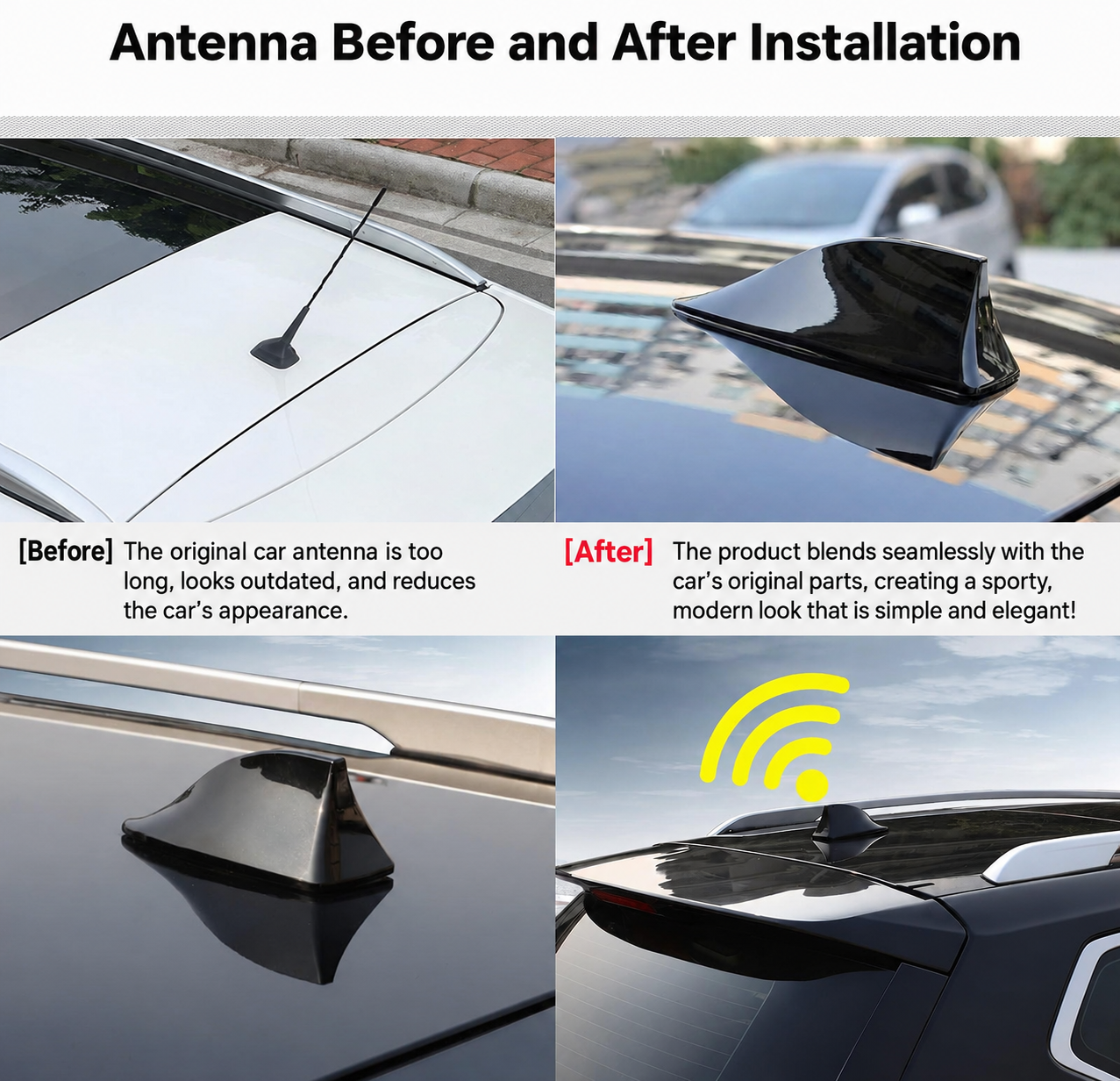 Heart Horse Universal Shark Fin Car Radio Antenna Adhesive Base Waterproof