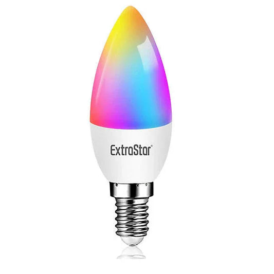 ExtraStar E14 4.9W WiFi Smart LED Bulb, RGB Dimmable with Voice Control - Gomix Brands Outlet