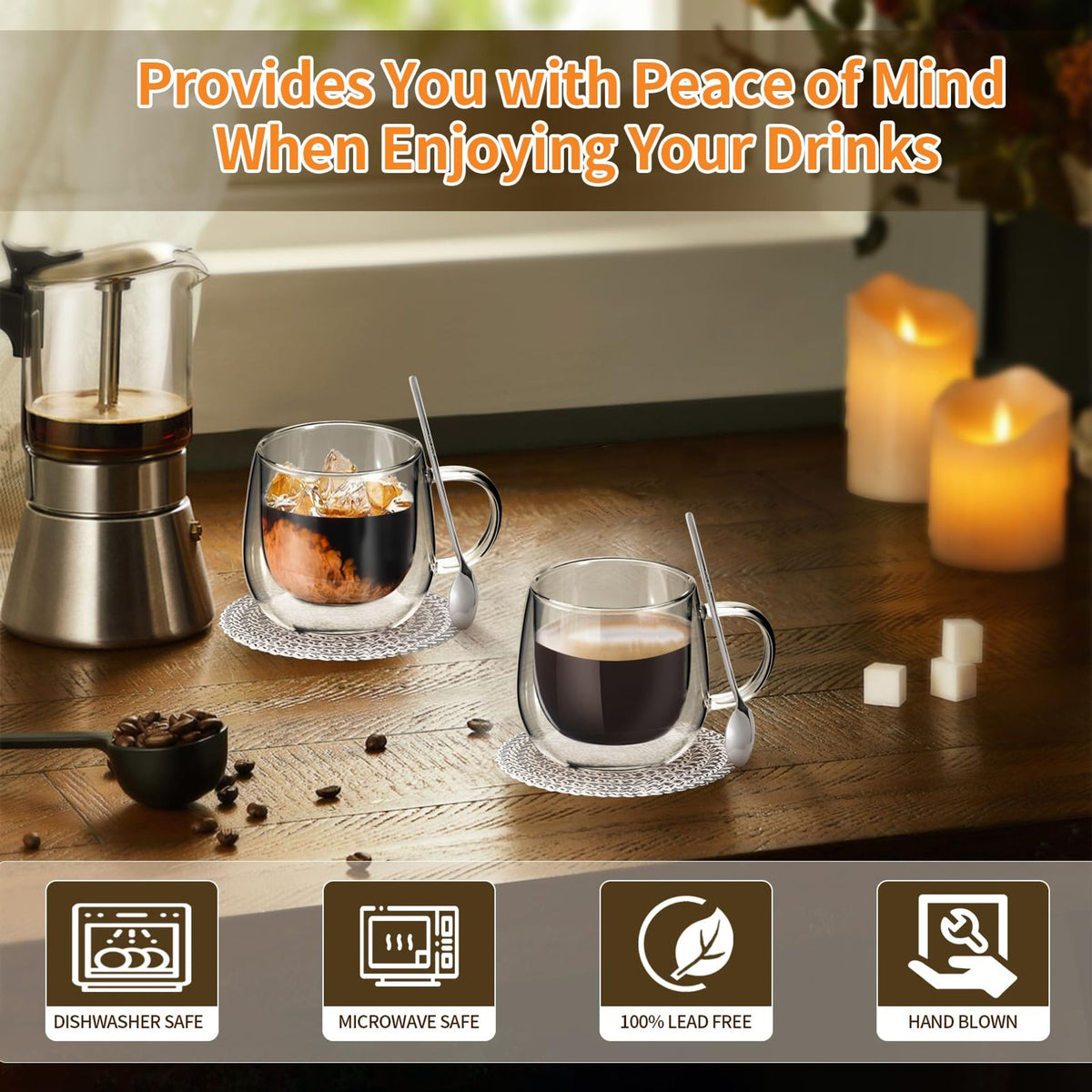 CNNIK Double Walled Glass Coffee Mug Set 300ml 2-Piece