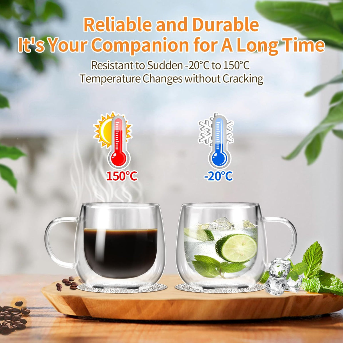 CNNIK Double Walled Glass Coffee Mug Set 300ml 2-Piece