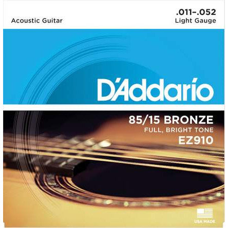 D'Addario EZ910 85/15 Bronze Acoustic Guitar Strings Light 11-52
