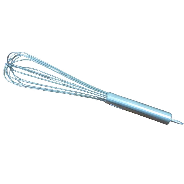 Metal whisk on a white background 