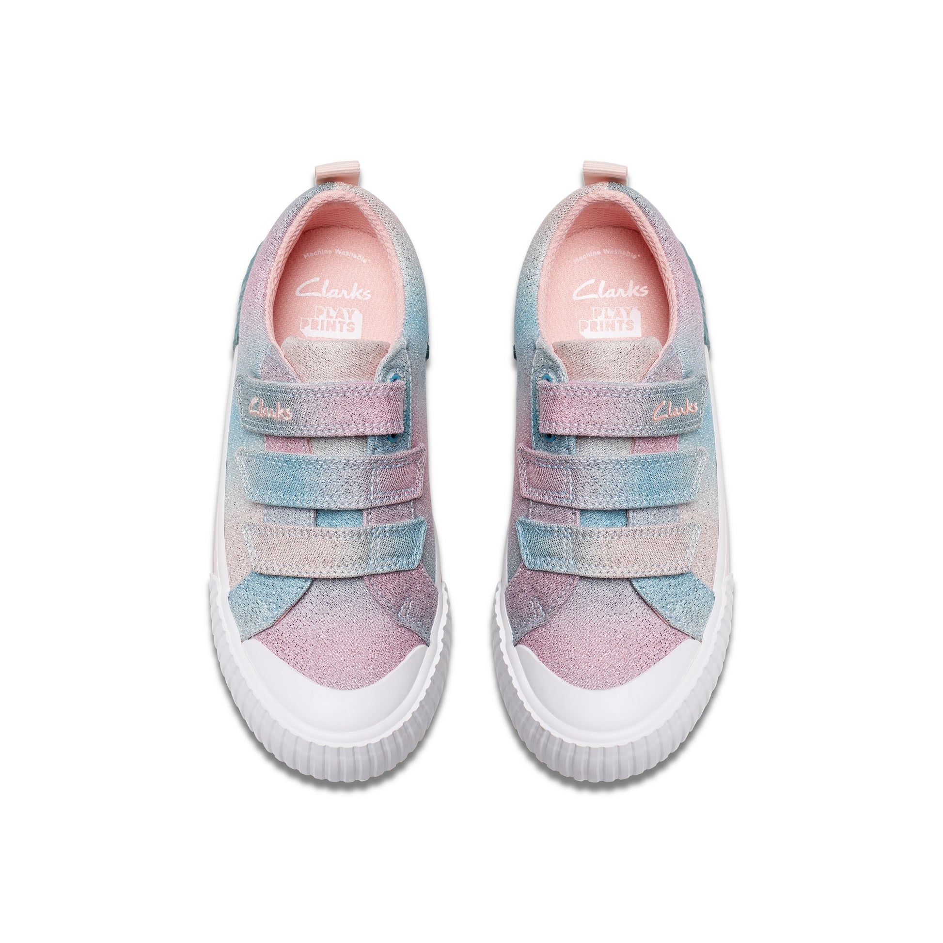 Clarks FoxingBrill K. Pastel Ombré Glitter Girls' Shoes - Comfortable Riptape Design