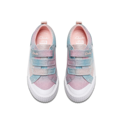 Clarks FoxingBrill K. Pastel Ombré Glitter Girls' Shoes - Comfortable Riptape Design