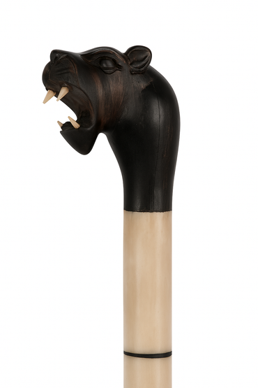 Elegant Unisex Dalmatian Dog-Themed Hand-Carved Oak Walking Cane