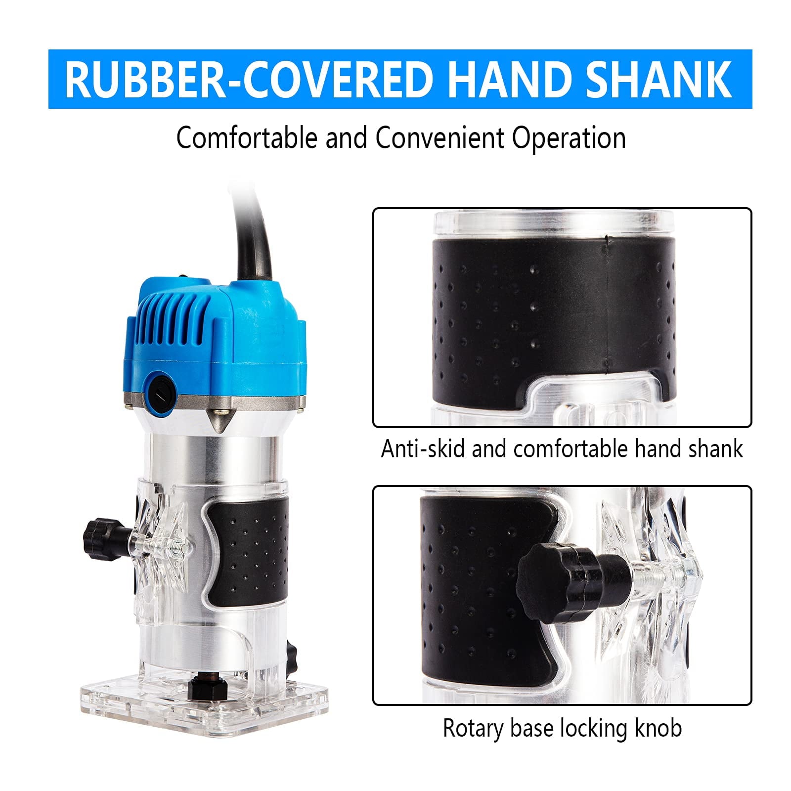 Faitaliicy Compact 800W Woodworking Trimmer Router Tool, 30000 RPM, 1/4-inch Collet