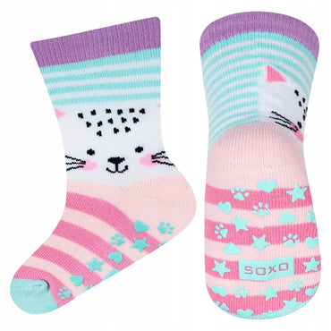 Soxo Antislip Children's Cotton Socks - Set 3 Pair