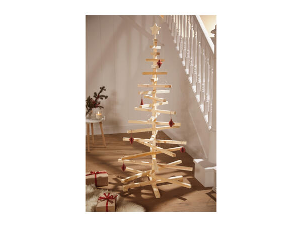 Livarno Home Reusable Wooden Christmas Tree, 23 Adjustable Branches, Stable Base