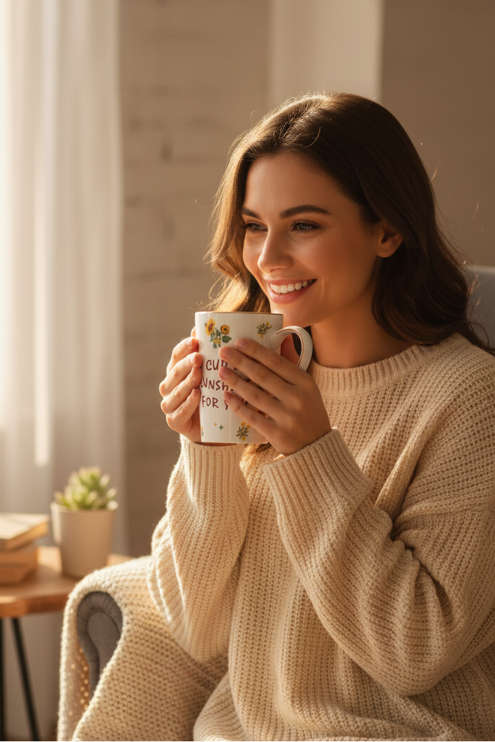 Ceramic Mug with Lid “A Cup of Sunshine for You”