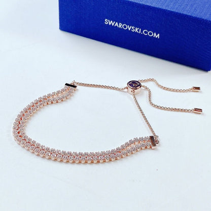 Swarovski Subtle Crystal Bracelet Round Cut White Rhodium & Rose Gold Plated