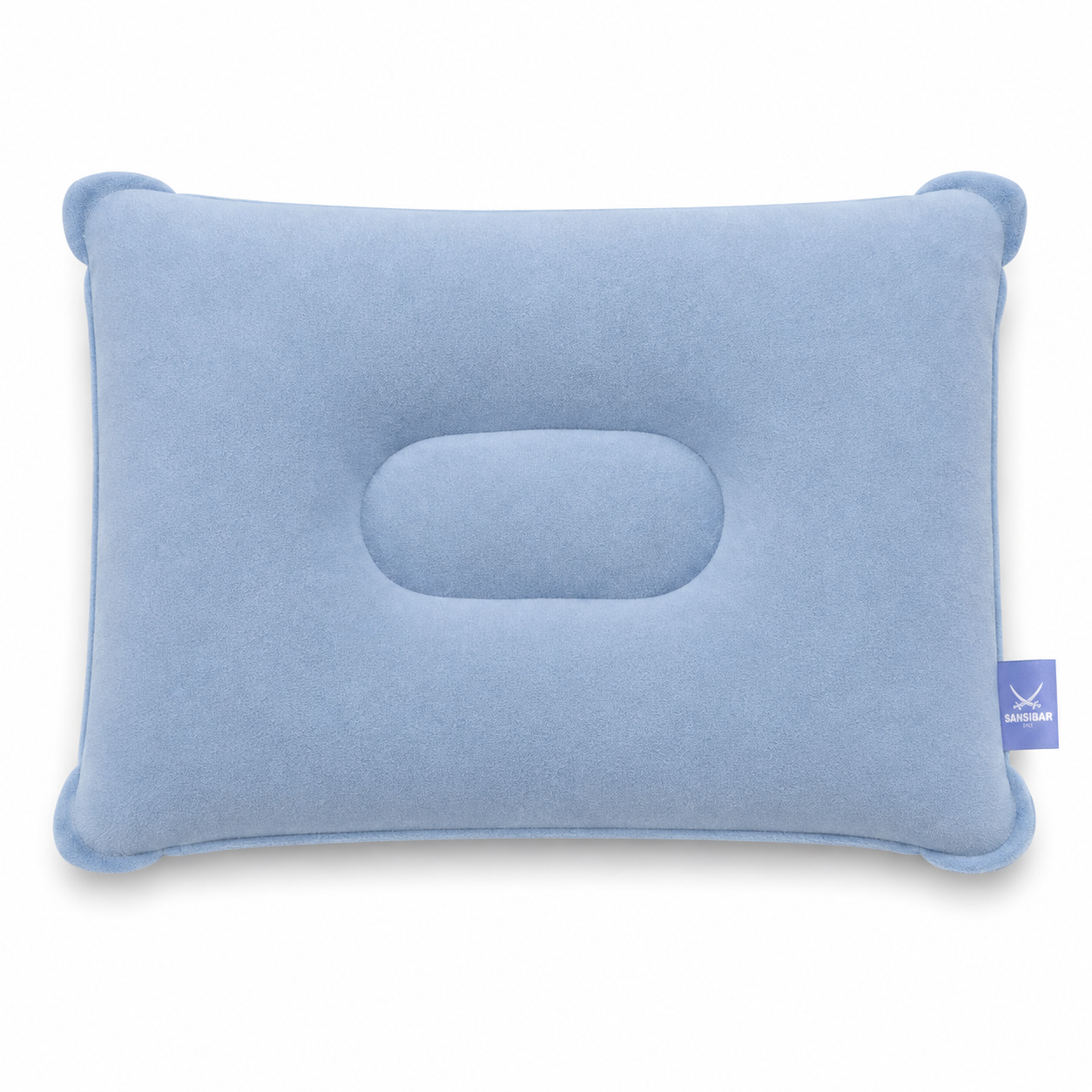 SANSIBAR Inflatable Rectangle Travel/Beach Pillow Soft Velvet Cover