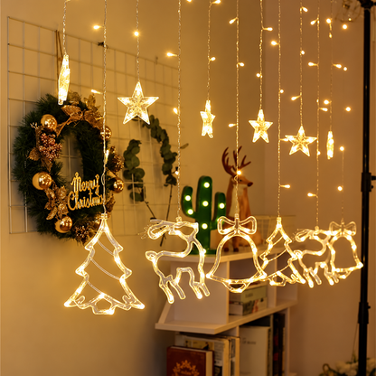 RANJIMA Christmas LED Curtain String Lights Stars and Bell