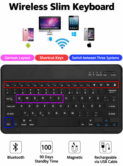 JADEMALL Bluetooth Keyboard Case for Samsung Galaxy Tab S10 Plus (German Version)
