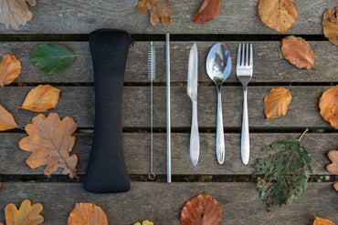 Premium 4-Piece Stainless Steel Reusable Portable Travel Cutlery Set with Pouch