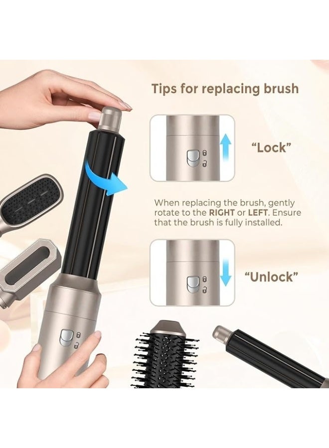 DOSCHER 6-in-1 Ionic Hot Air Styling Brush Set for Drying, Curling, Volumizing