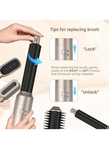 DOSCHER 6-in-1 Ionic Hot Air Styling Brush Set for Drying, Curling, Volumizing