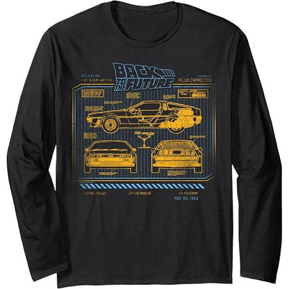 PORT & CO "Back to the Future" 30th Anniversary DeLorean Schematics T-Shirt