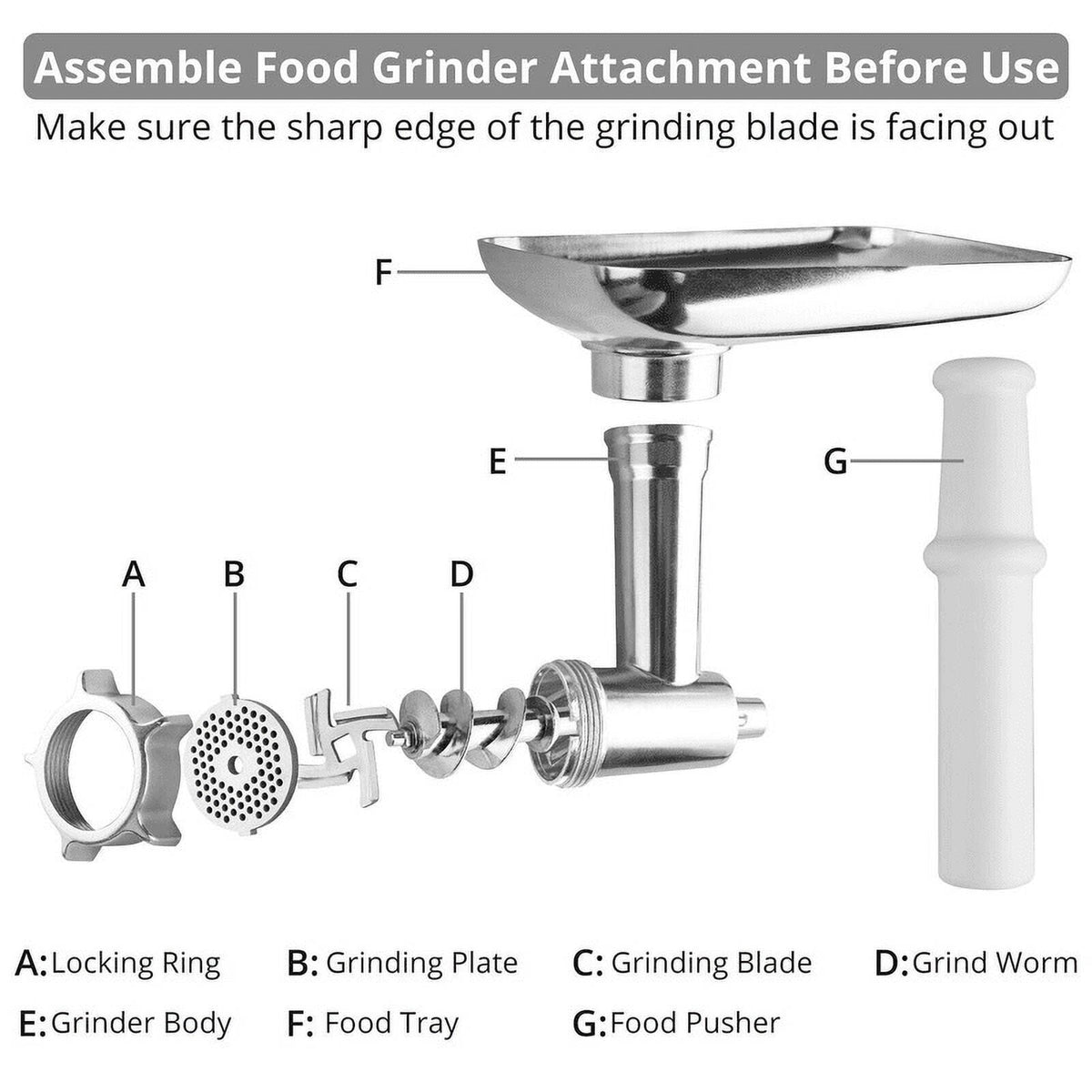 Metal Food Grinder Attachment for KitchenAid Stand Mixers