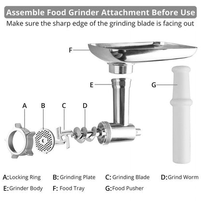 Metal Food Grinder Attachment for KitchenAid Stand Mixers