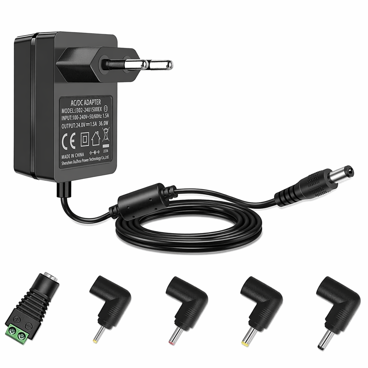 ZIFI 24V DC 1.5A Power Adapter with 5 DC Connectors