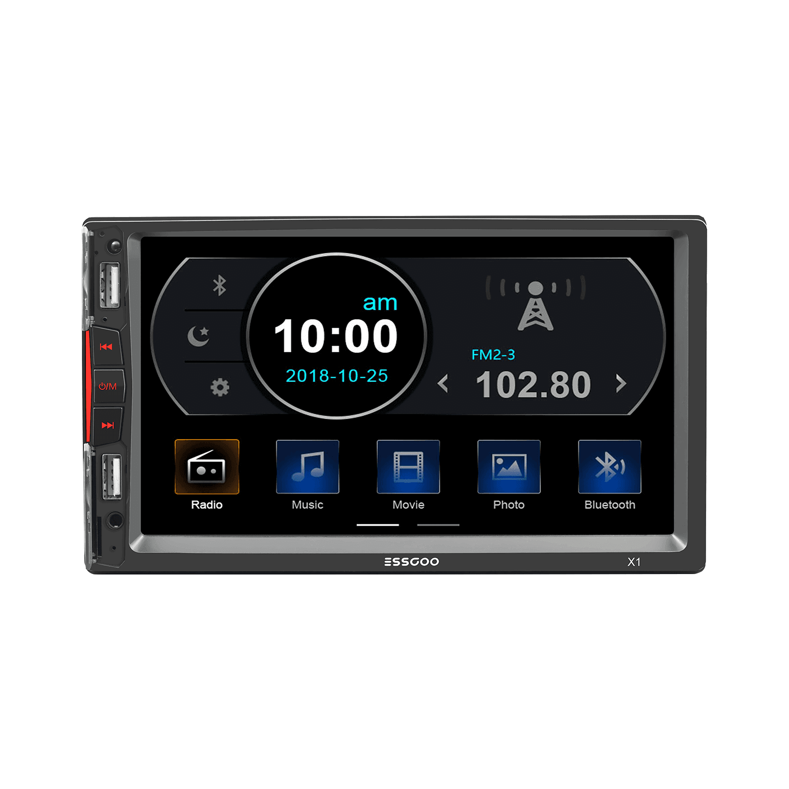 ESSGOO X1 Double DIN Car Radio with RDS & Bluetooth