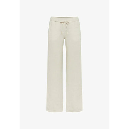 BRAX Farina Light Beige Linen Trousers - Elastic Waist, Straight Leg - Gomix Brands Outlet