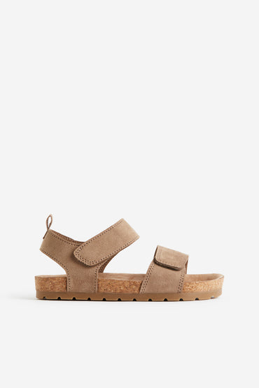 Kids' Durable Taupe Ankle-Strap Sandals: Easy-Wear Hook-and-Loop Design