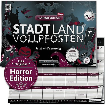DENKRIESEN Stadt Land Vollpfosten Horror Edition Party Board Game