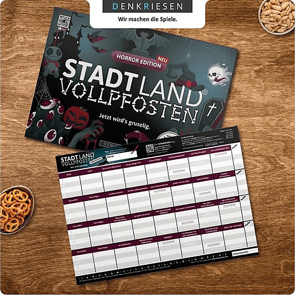 DENKRIESEN Stadt Land Vollpfosten Horror Edition Party Board Game