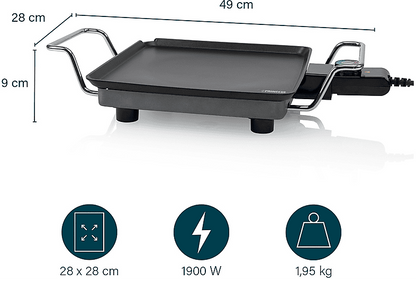 PRINCESS 28x28cm Electric Grill Plate 1900W Black