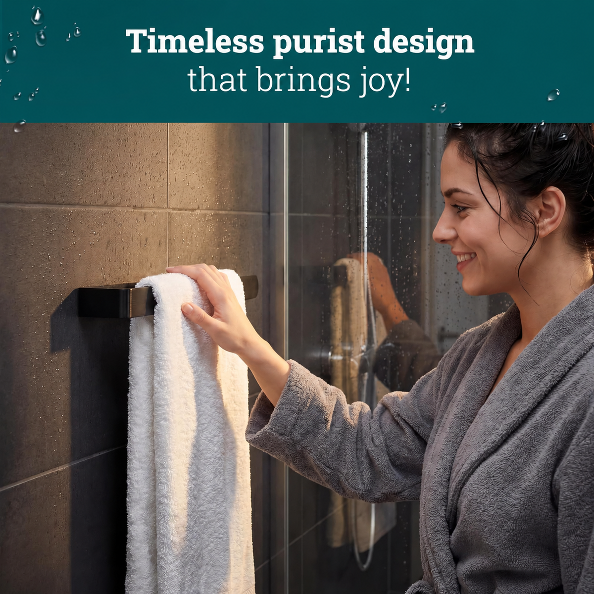 husman Self-Adhesive Towel Rail Matte 37cm