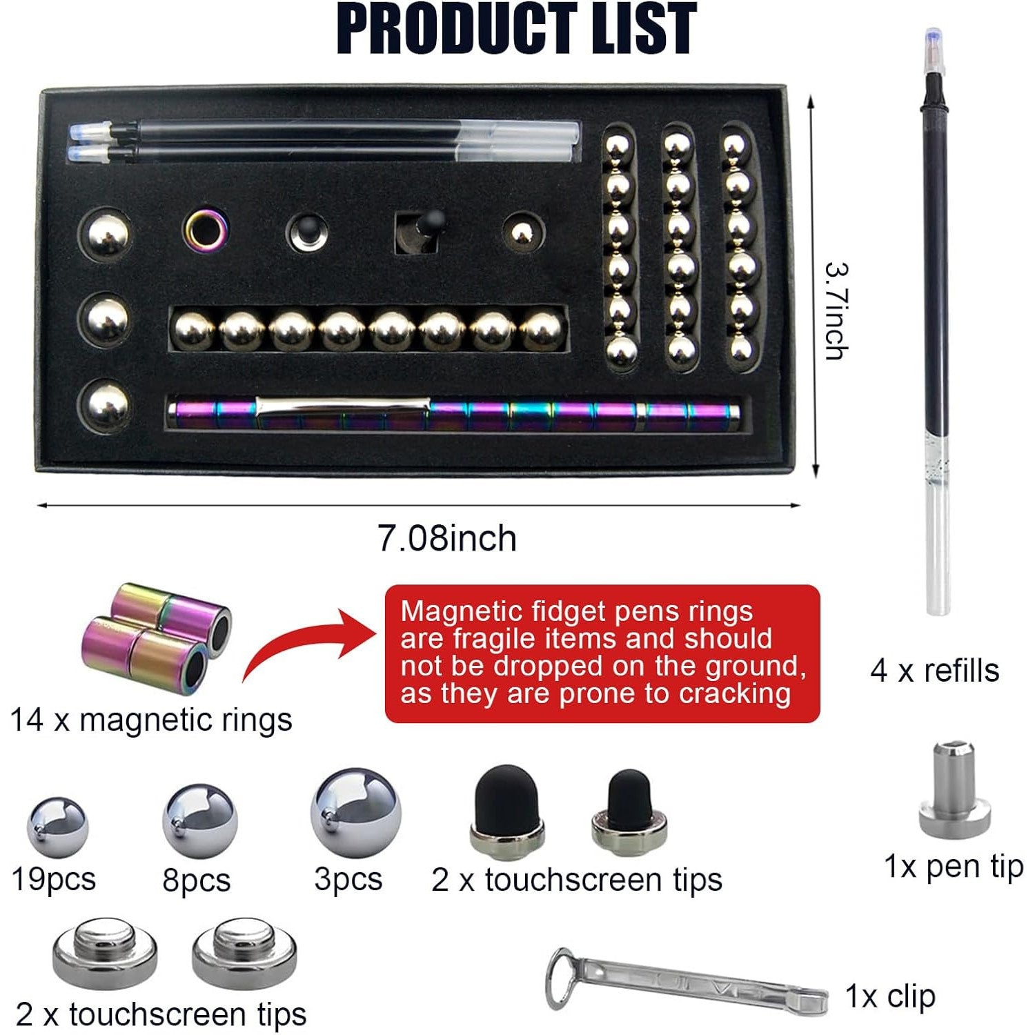 Magnetic Deformable Creative Fidget Pen with Steel Balls