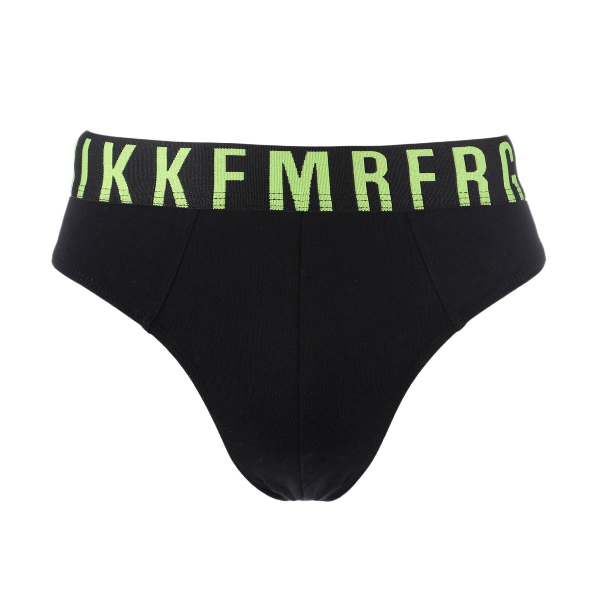 Men's Bikkembergs Black Briefs 3-Pack Underwear Set with Fluorescent Waistbands