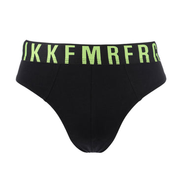 Men's Bikkembergs Black Briefs 3-Pack Underwear Set with Fluorescent Waistbands
