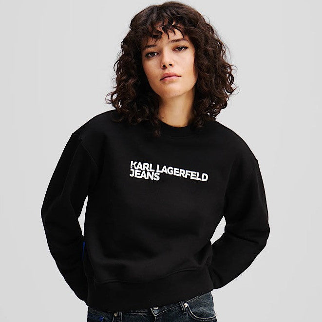 Karl Lagerfeld Jeans Women's Black Organic Cotton Hoodie Sweatshirt
