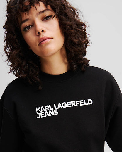Karl Lagerfeld Jeans Women's Black Organic Cotton Hoodie Sweatshirt