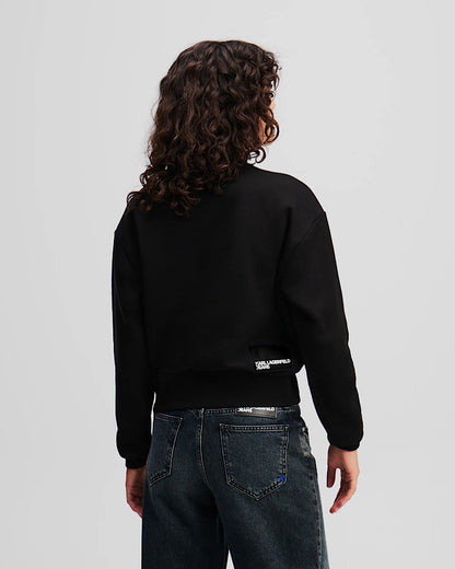 Karl Lagerfeld Jeans Women's Black Organic Cotton Hoodie Sweatshirt