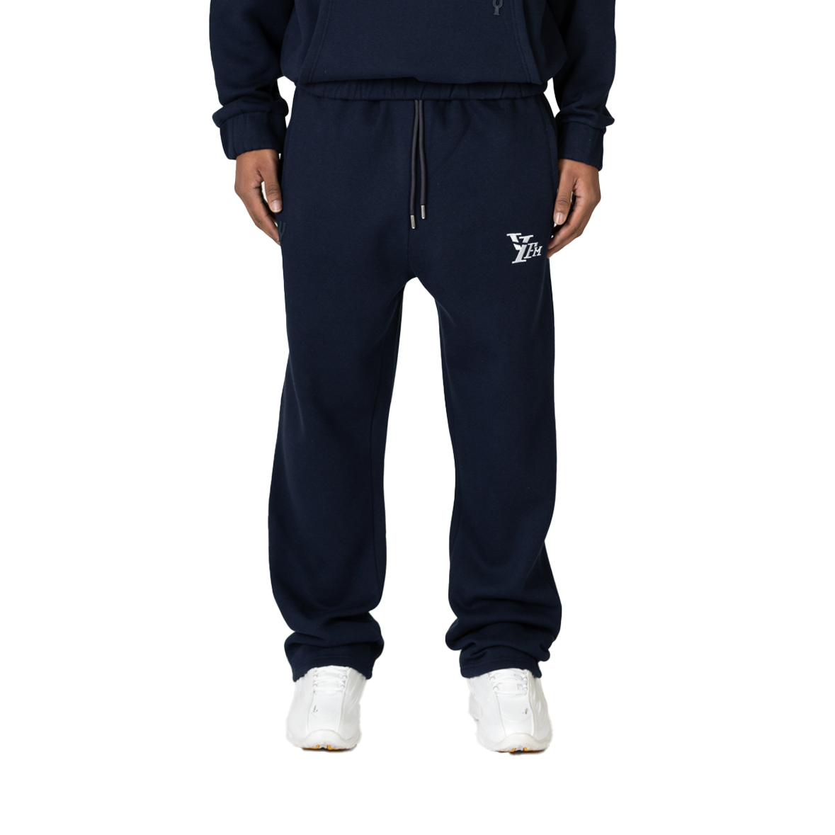 YFM Oversized Navy Blue Cotton-Polyester Basic Men's Pants